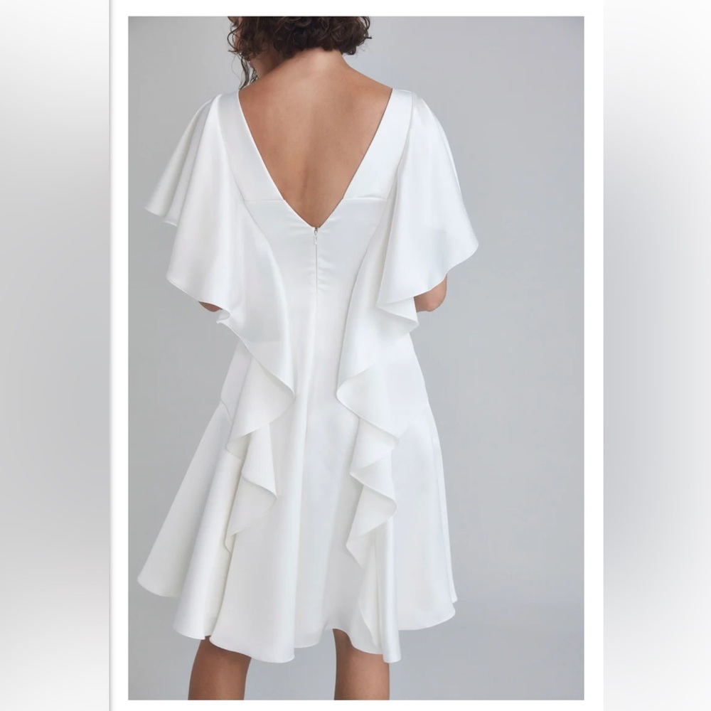 Amsale Flutter Sleeve Ruffle Dress
